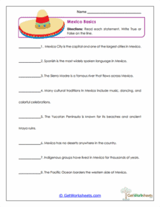 Mexico Worksheets - GetWorksheets.com