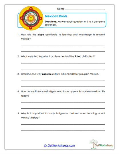 Mexican Roots Worksheet