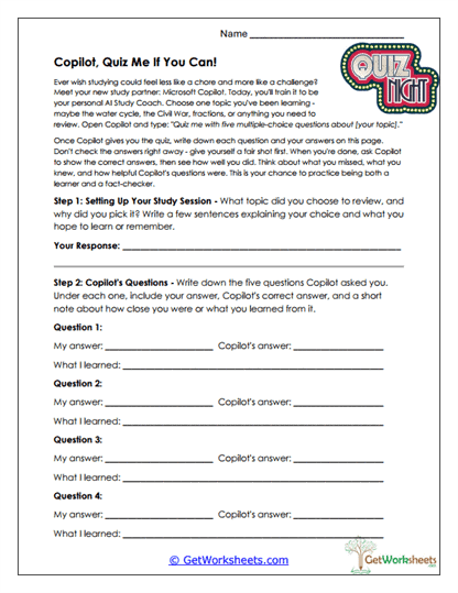 Copilot Quiz Coach Worksheet