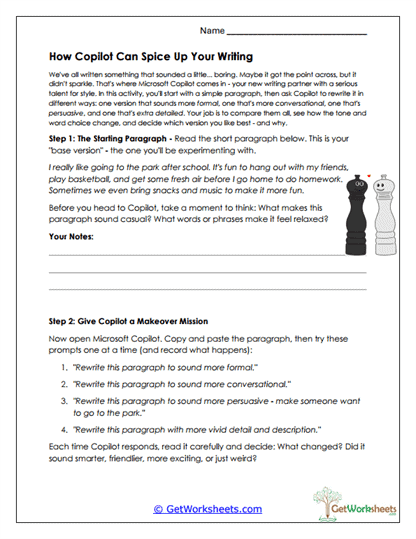 Writing Makeover Worksheet