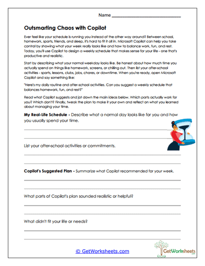 Schedule Planner Worksheet