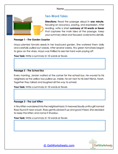 Ten-Word Tales Worksheet