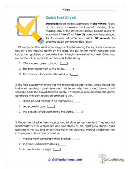 Quick Fact Check Worksheet