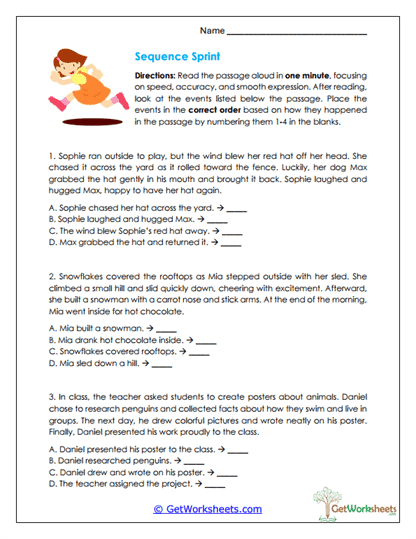 Sequence Sprint Worksheet
