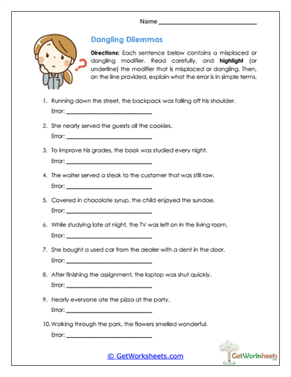 Dangling Dilemmas Worksheet
