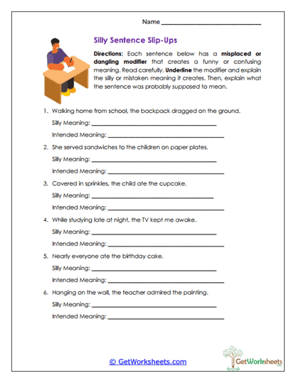 Silly Sentence Slip-Ups Worksheet
