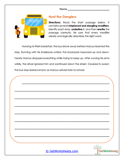 Hunt the Danglers Worksheet