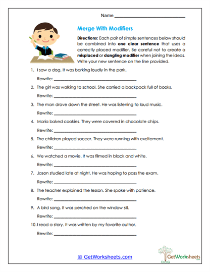 Merge With Modifiers Worksheet