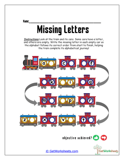 Missing Letters Worksheets