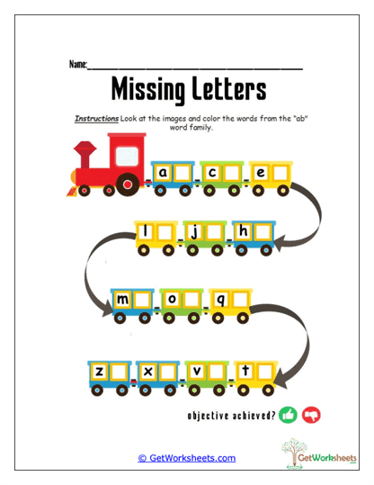 Train Word Family Sort Worksheet