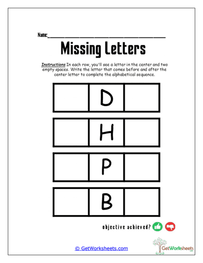 Sequence Letters Box Worksheet