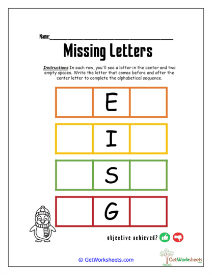 Colorful Alphabet Boxes Worksheet