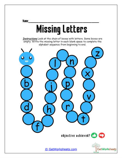 Blue Caterpillar Path Worksheet