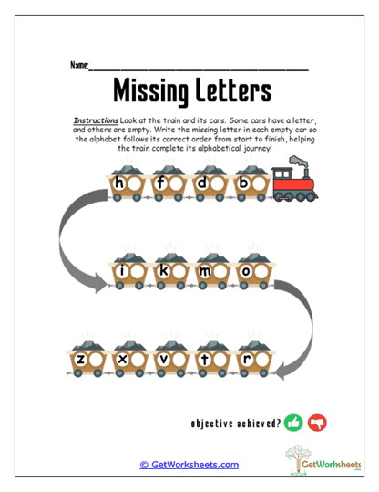 Brown Letter Train Worksheet