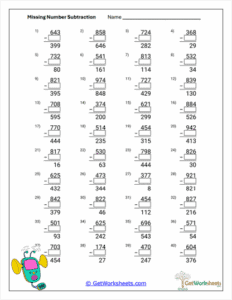 Subtraction Worksheets - GetWorksheets.com