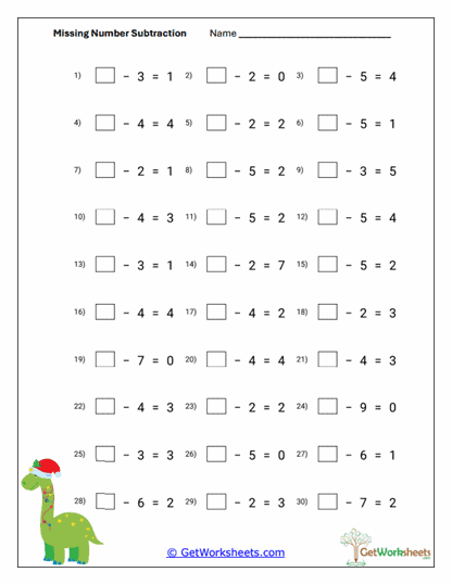 Find the Minuend Worksheet