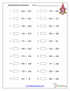 Search the Minuend Worksheet - Reconstructing Multi-Digit Subtraction