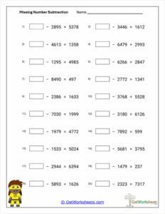 Missing Subtrahends Worksheet - Building Inverse Thinking with Subtraction