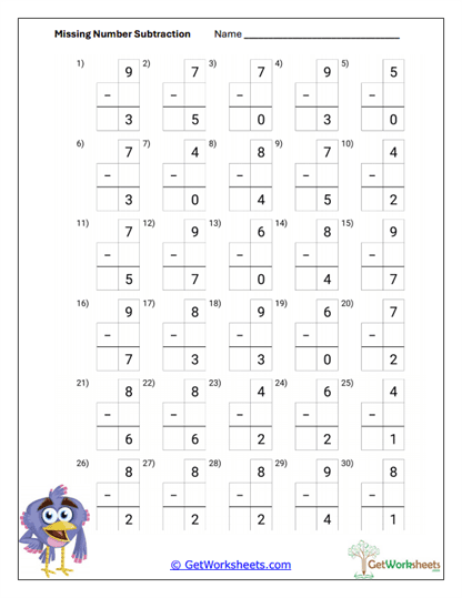 Decrease Operations Worksheet