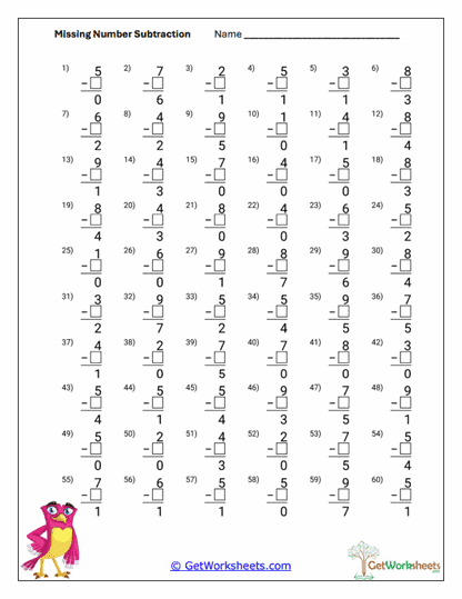 Basic Missing Withdrawals Worksheet