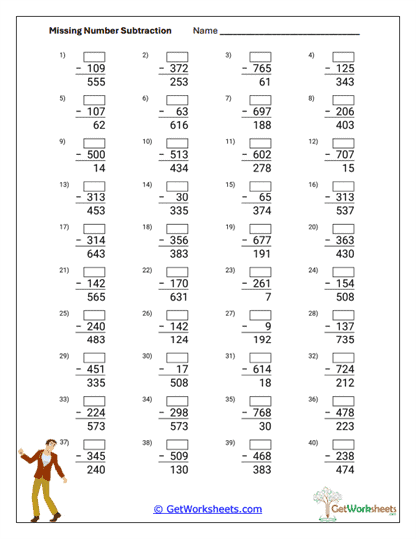 Missing Components Removal Worksheet