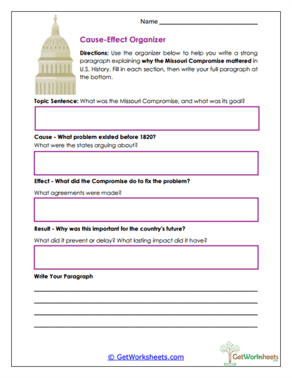 Cause-Effect Organizer Worksheet
