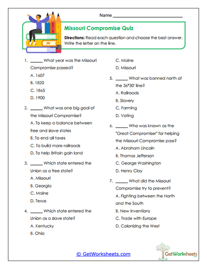 Missouri Compromise Quiz