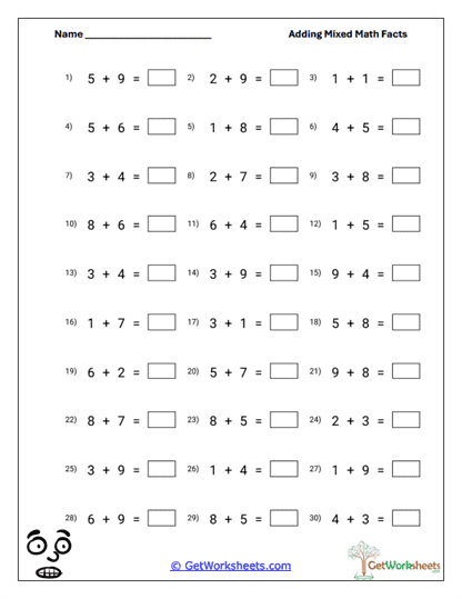 Sum Completion Practice Worksheet