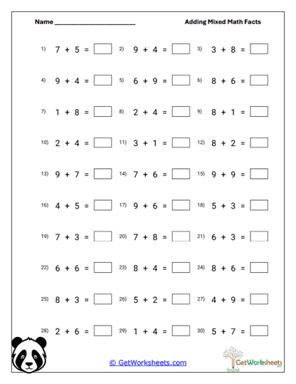 Addition Skill Builder Worksheet