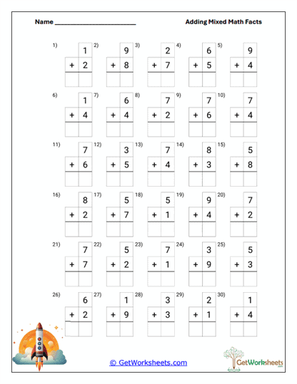 Structured Addition Grid Worksheet