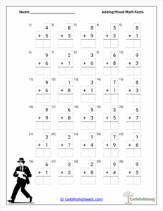 Grid Addition Practice Worksheet - Mixed Facts to 20