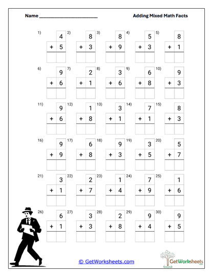 Grid Addition Practice Worksheet
