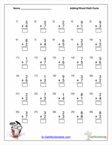 Mixed Sums Worksheet - Addition Fact Fluency Practice