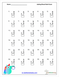 Single-Digit Addition Worksheet - Mixed Facts Fluency