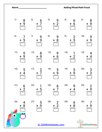Single-Digit Addition Worksheet