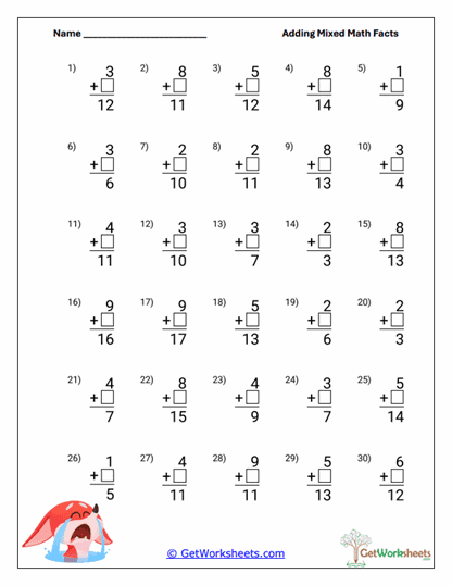 Adding Multi-Level Facts Worksheet