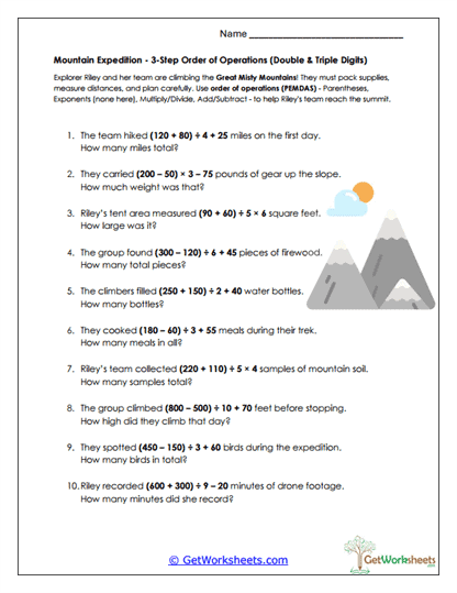 Mixed Operations Word Problems Worksheet Collection