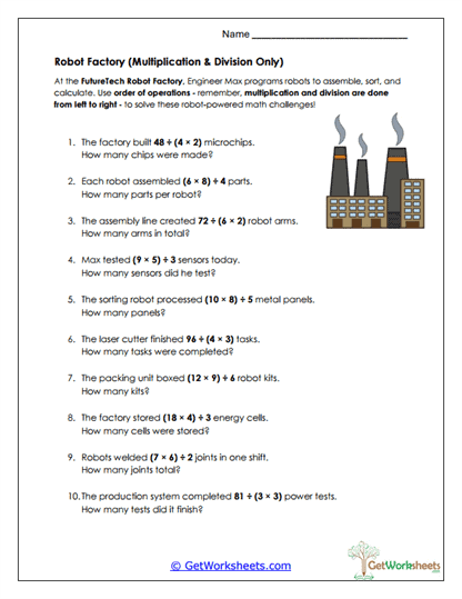 Robot Factory Worksheet