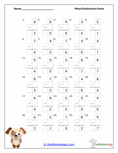 Vertical Deductions Worksheet