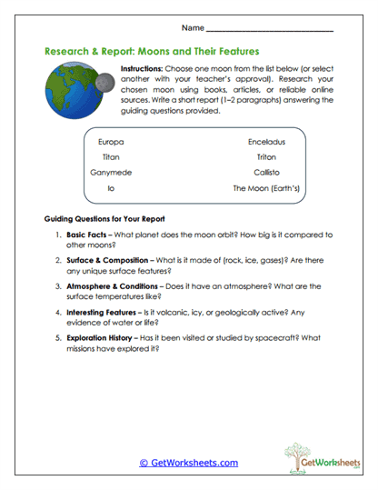 Research and Report Worksheet