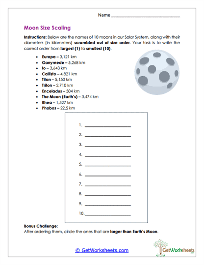 Moon Size Scaling Worksheet