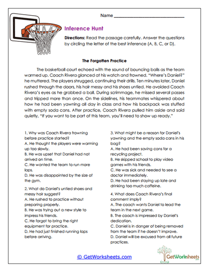 Inference Practice Worksheet