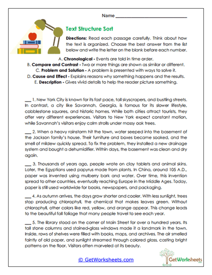 Text Structure Worksheet