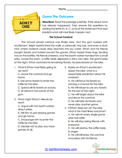 Predicting Outcomes Worksheet