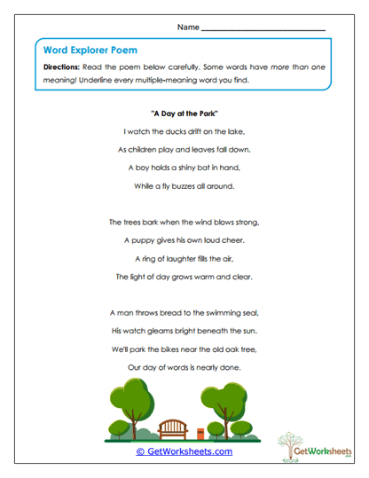 Multiple Meaning Words Worksheets