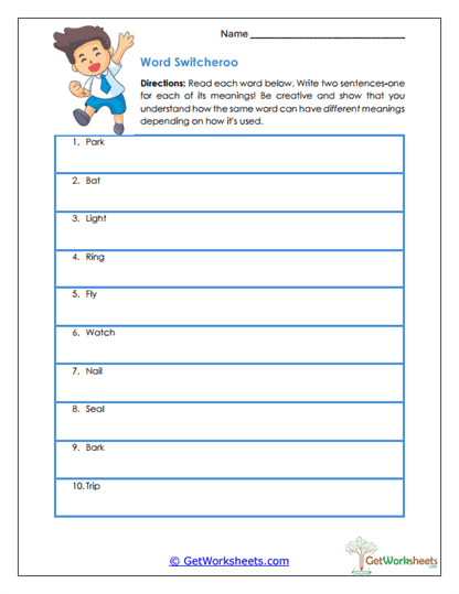 Word Switcheroo Worksheet