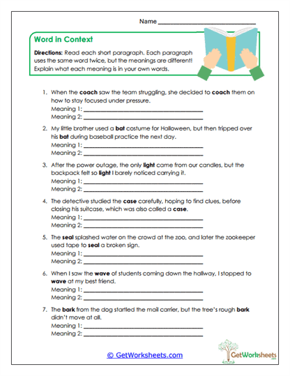 Word in Context Worksheet