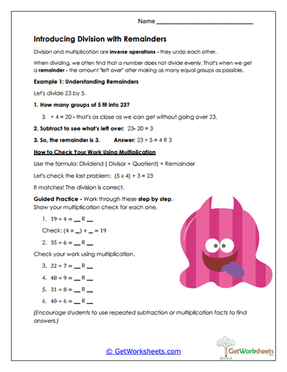 Multiplication and Division with Remainders Worksheet Collection