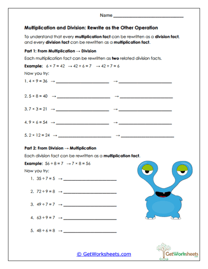 Fact Flip Math Worksheet