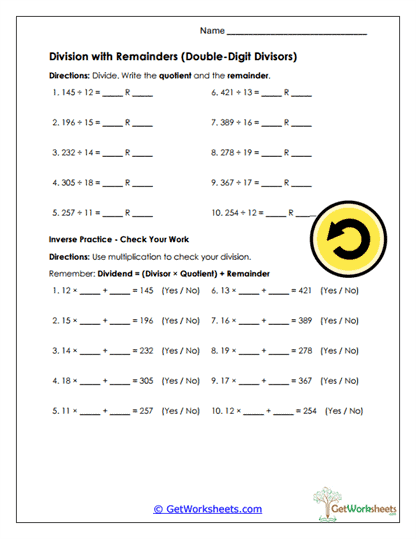 Double-Digit Division Worksheet